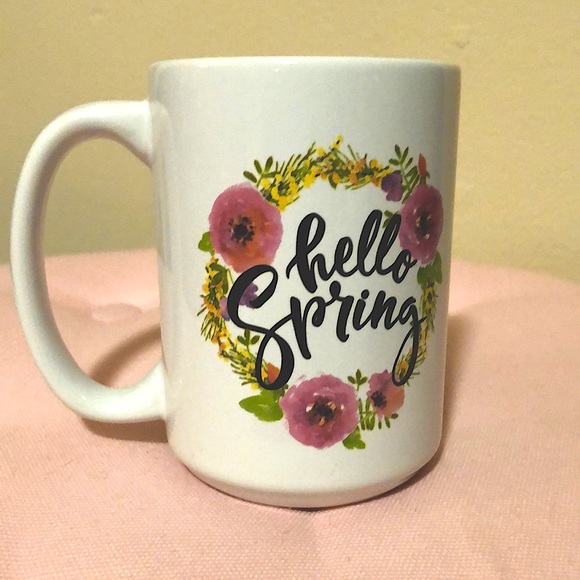 Other - 🚫Gifted NWT pretty white &floral hello spring mug